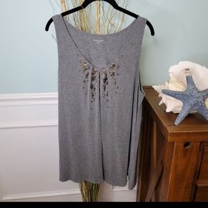 Eileen Fisher tank top with beautiful beading detail in EUC